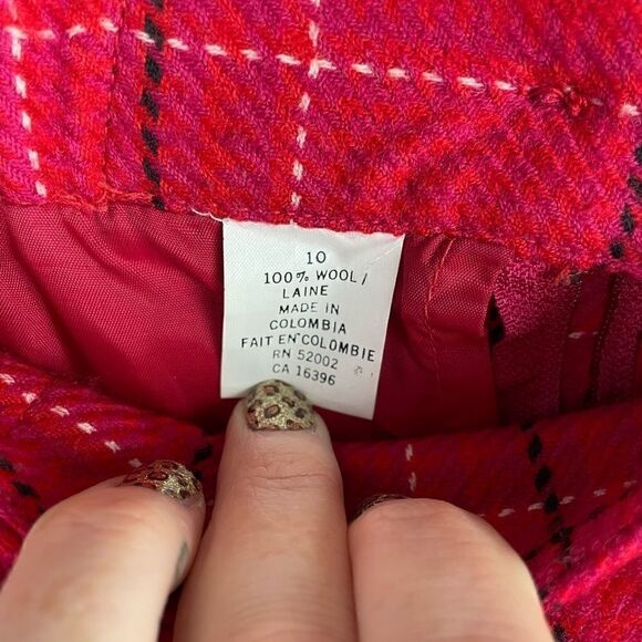EUC Adorable Liz Claiborne Pink Plaid Midi Wool Skirt Size 10 - Picture 5 of 5